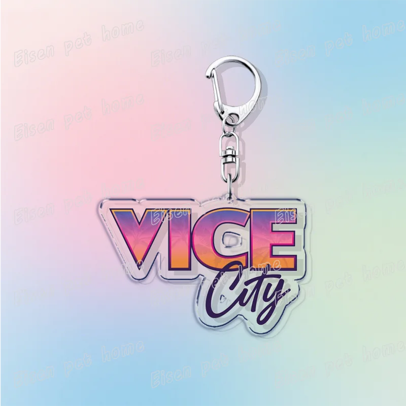 Klassische Vice City Schlüsselanhänger für Accessoires Taschenanhänger San Andreas PC-Spiele Liebhaber Schlüsselring Schmuck Fans Geschenke
