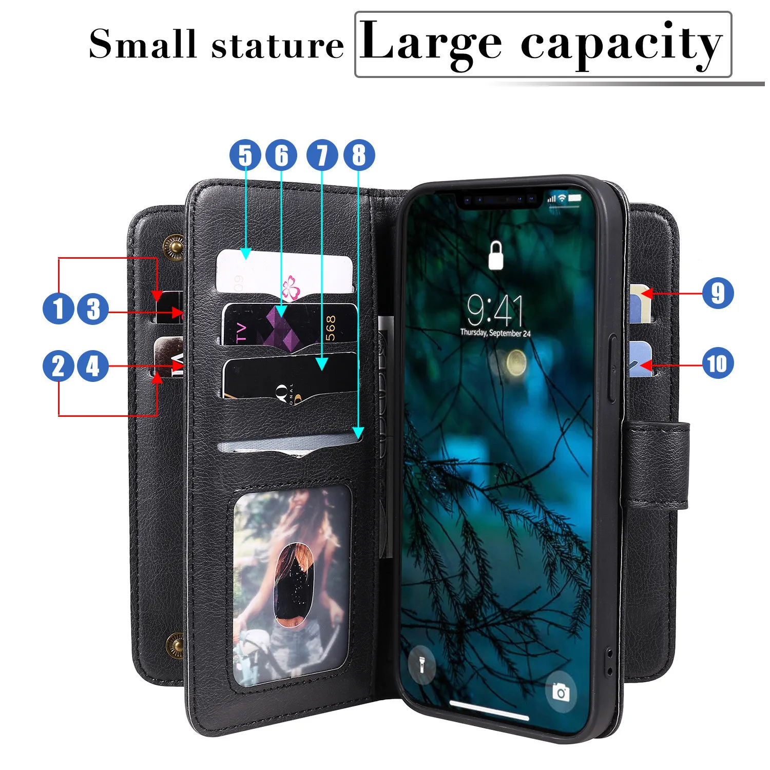 Luxury Leather Case for iPhone 11 12 13 Mini Pro X XS Max XR SE 2020 6 6S 7 8 Plus Flip Wallet Cards Stand Phone Bags Cover