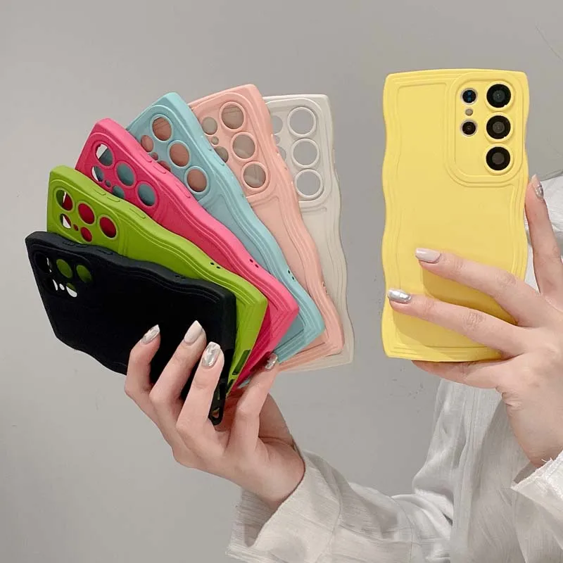 Fashionable Wave Edge Phone Case Suitable For Samsung S24 S23 S21 S20 FE S22 Plus Ultra Note 20 Ultra Shockproof Bumper Cover