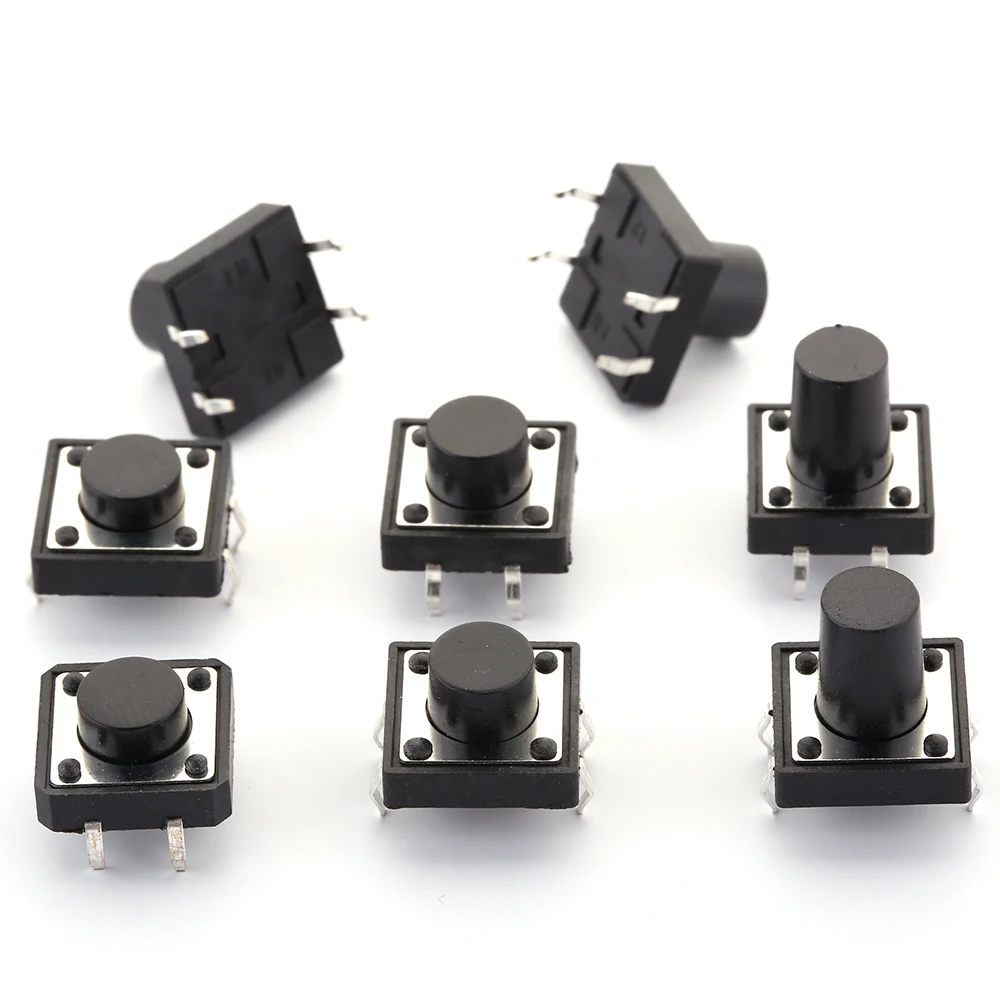 20PCS 12x12 Push Button Switch DIP 12X12X4.3 Light Touch Switch 12*12*5/6/7/8/9/10/11/12/13/14/15/16MM The Power Switch 4Pins