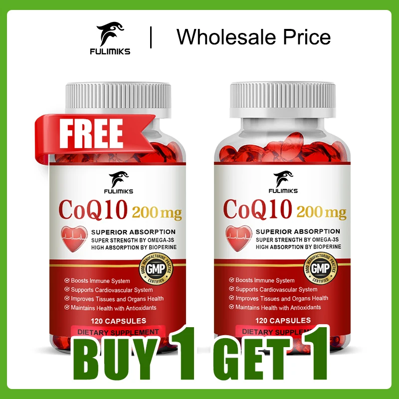 

Buy 1 Get 1 Free! Natural Coenzyme Q10 for Heart & Energy - Enhances Blood Circulation, Boosts Vitality & Combats Fatigue