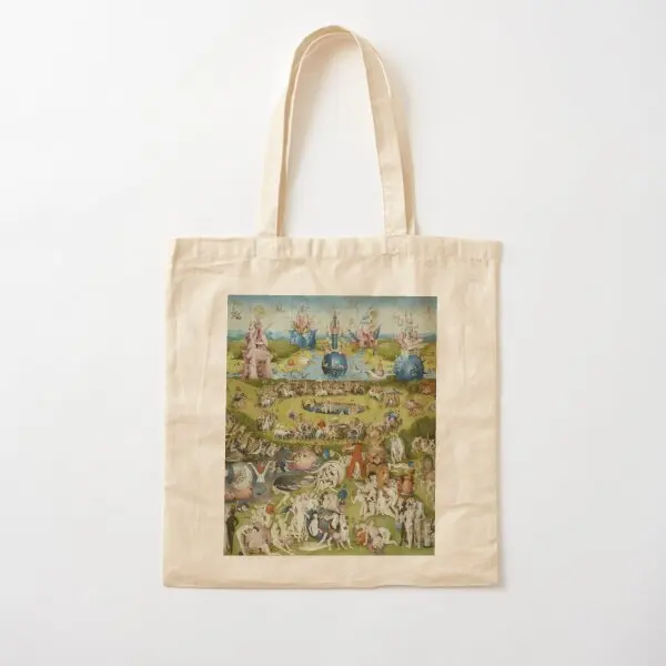 The Garden Of Earthly Delights Hieron  Canvas Bag Fashion Reusable Fabric Printed Women Foldable Shopper Grocery Shoulder Bag