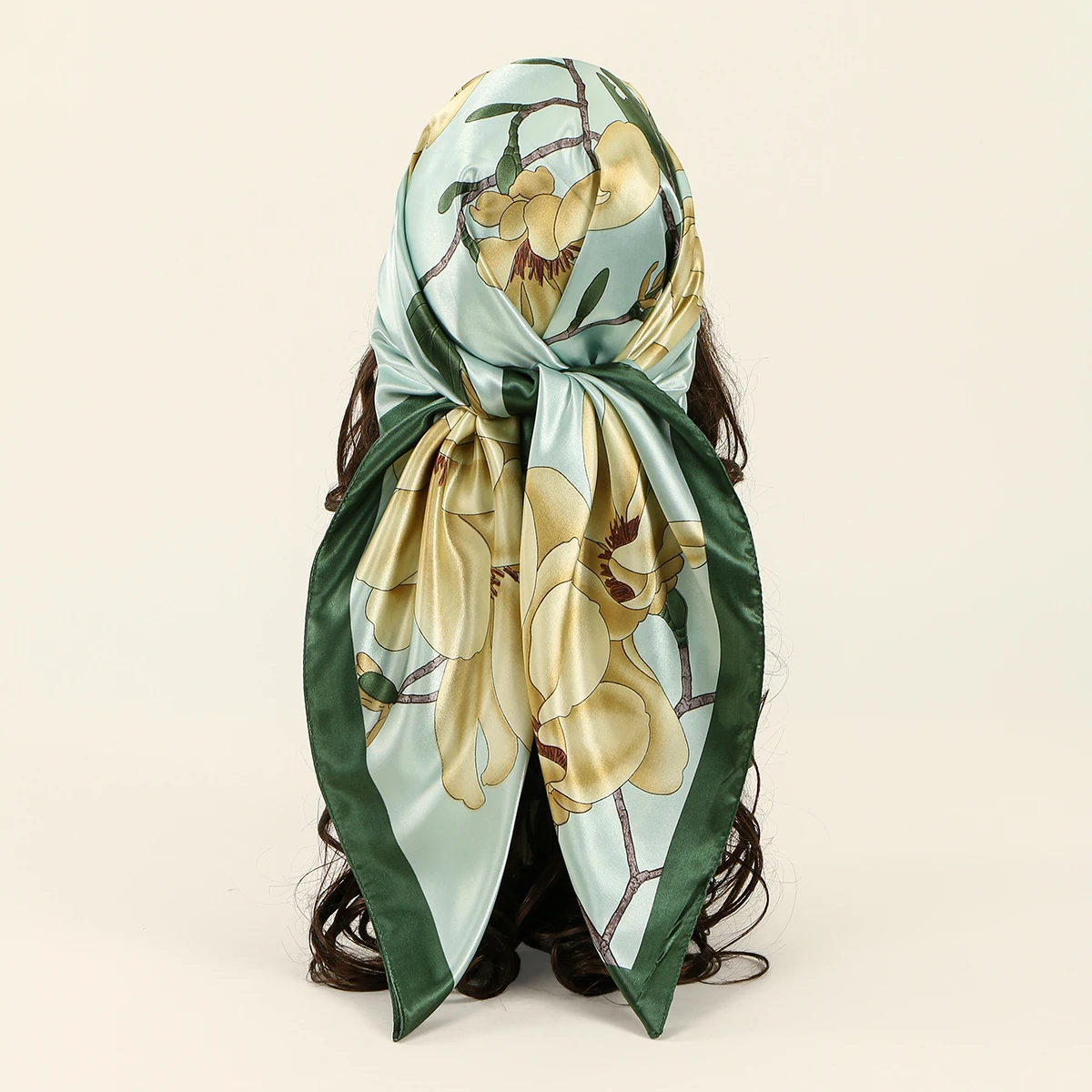 

90*90 см атласный квадратный шарф женский мусульманский хиджаб элегантный шелковый шейный платок с принтом шаль обертывания повязка на голову ручка аксессуары для волос бандана