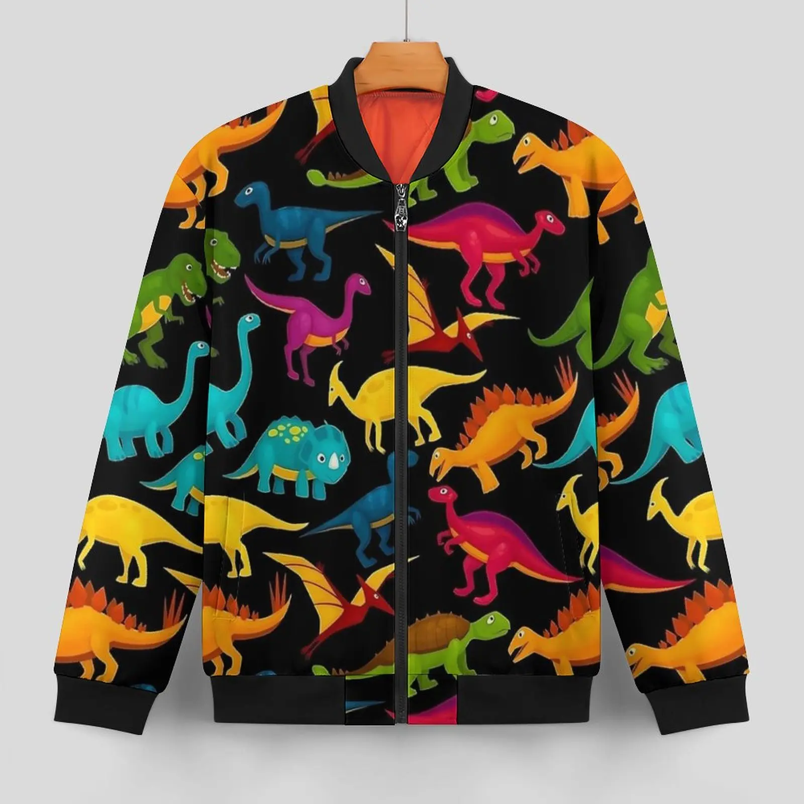 Cute Dinosaurs Jackets Autumn Color Animal Street Wear Casual Coats Mens Hooded Loose Windbreakers Graphic Big Size Jacket