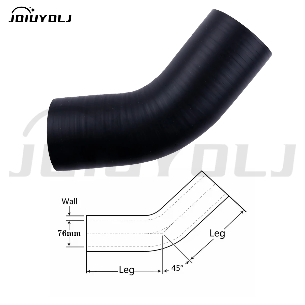 4 Ply Matte BlackID 76mm 45 Degree Elbow Universal Silicone Tube Coolant Intercooler Hose  Free American-style hose clamps