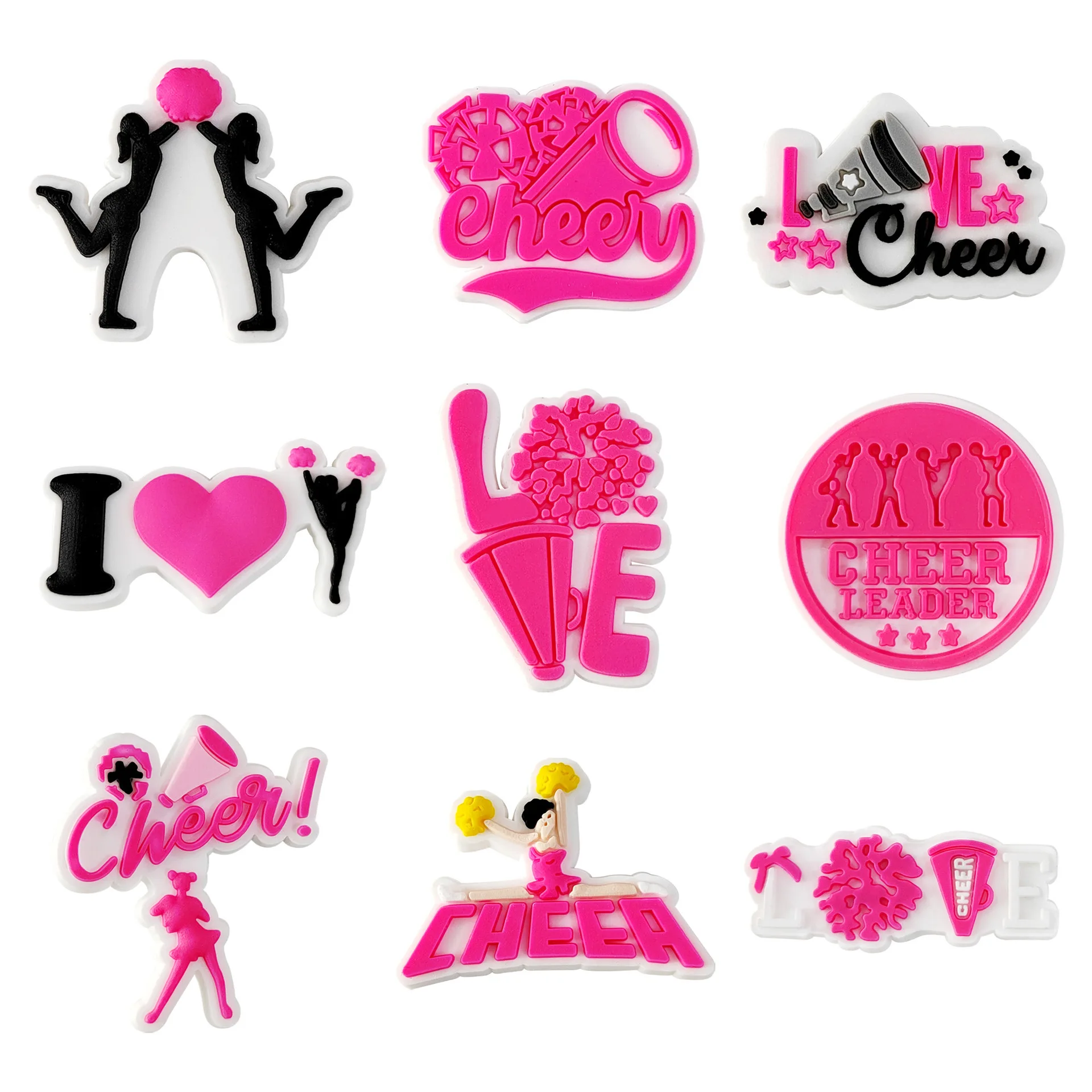 Cheerleaders Shoe Charms Decoration for Crocs Pin Accessories Charms Bracelet Wristband DIY Shoe Party Gifts