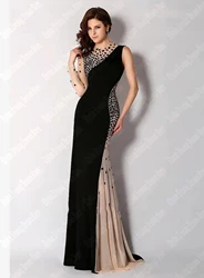 Black Slim Fit Round Neck Evening Dresses Sheer Pleated Spot One Shoulder Sleeve Party Gowns Simple Style Lady Vestidos De Noche