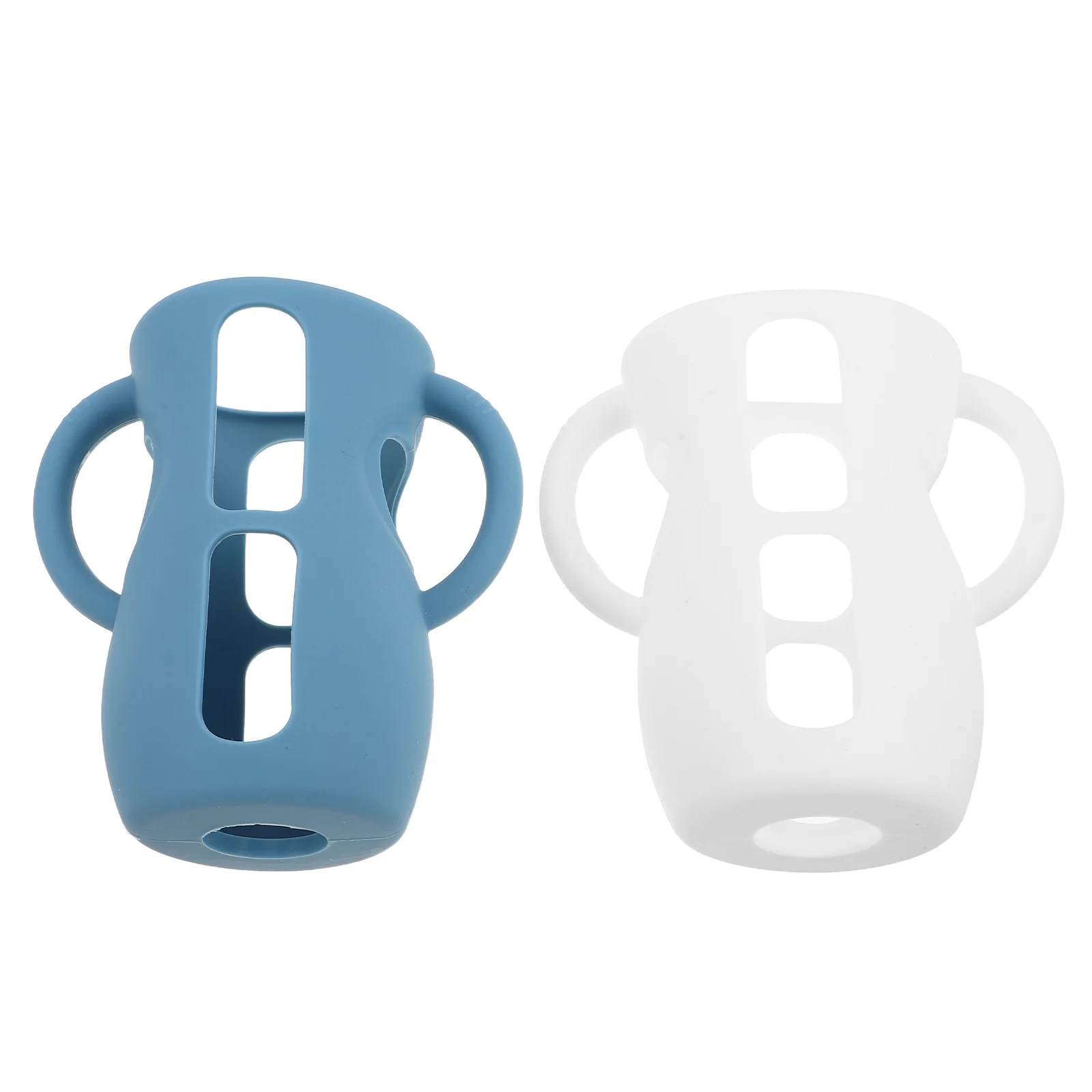 

2Pcs Silicone Baby Bottle Sleeve Handle Covers Protective Feeding Bottle Holder Nursery Sleeve Anti-Leak Compatible