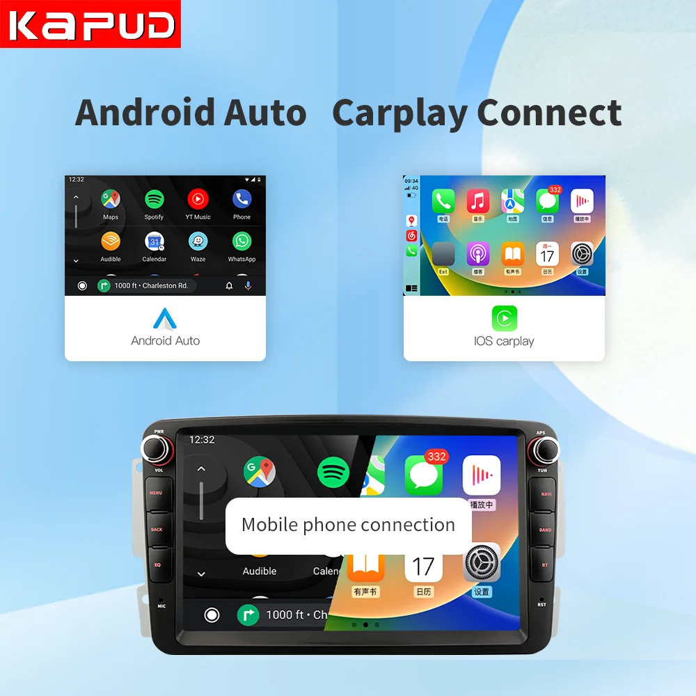 Kapud Android 14 8″ Car Multimedia Radio Player For Mercedes Benz W203 Vito W639 Vaneo CLK W209 CarPlay Auto 360 GPS  SWC Wifi