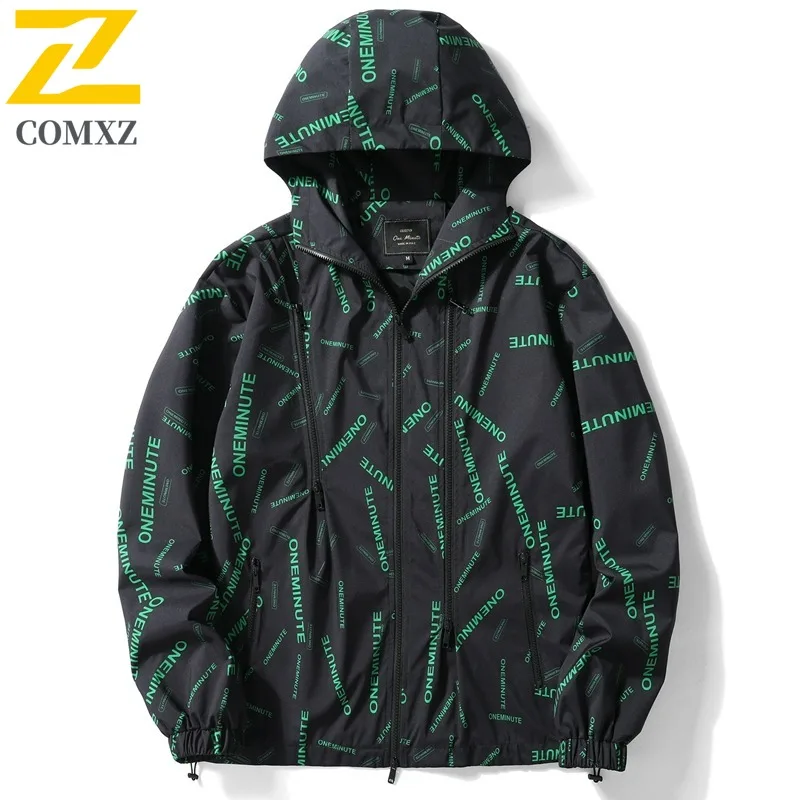 

COMXZ 2025 Мужская ветровка с капюшоном, молодежная весенняя повседневная модная куртка в корейском стиле, модная верхняя одежда, уличный стиль