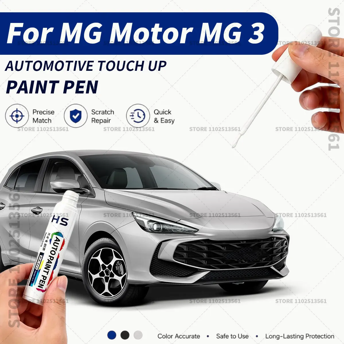 Para MG Motor MG 3 Dover, Rotulador de Pintura Automotriz Blanco Diamante, Rojo, Azul, Negro Perla – Restaura la Pintura del Coche y Elimina los Arañazos
