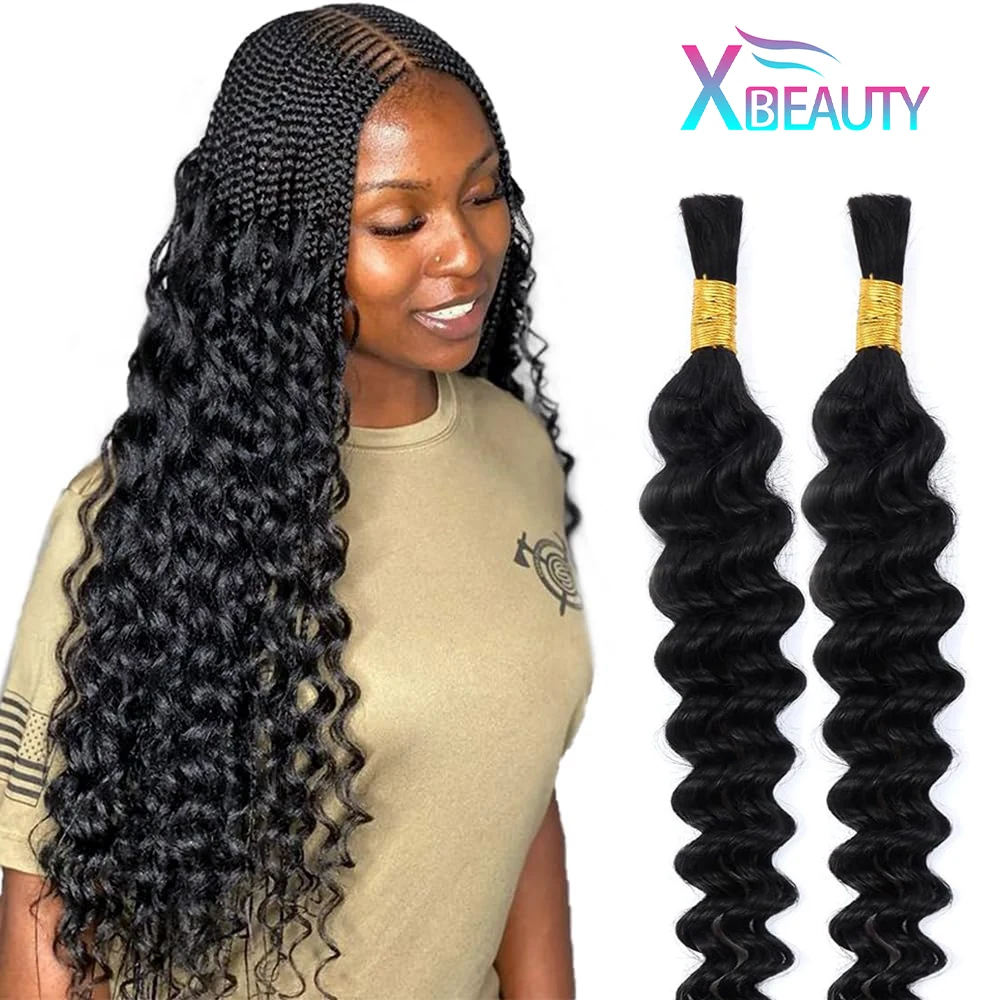 Braiding Human Hair Extension Bulk Hair Deep Wave 50g/pcs Bulk Braiding Braids No Weft Brazilian 100% Virgin Human Hair 26 Inch