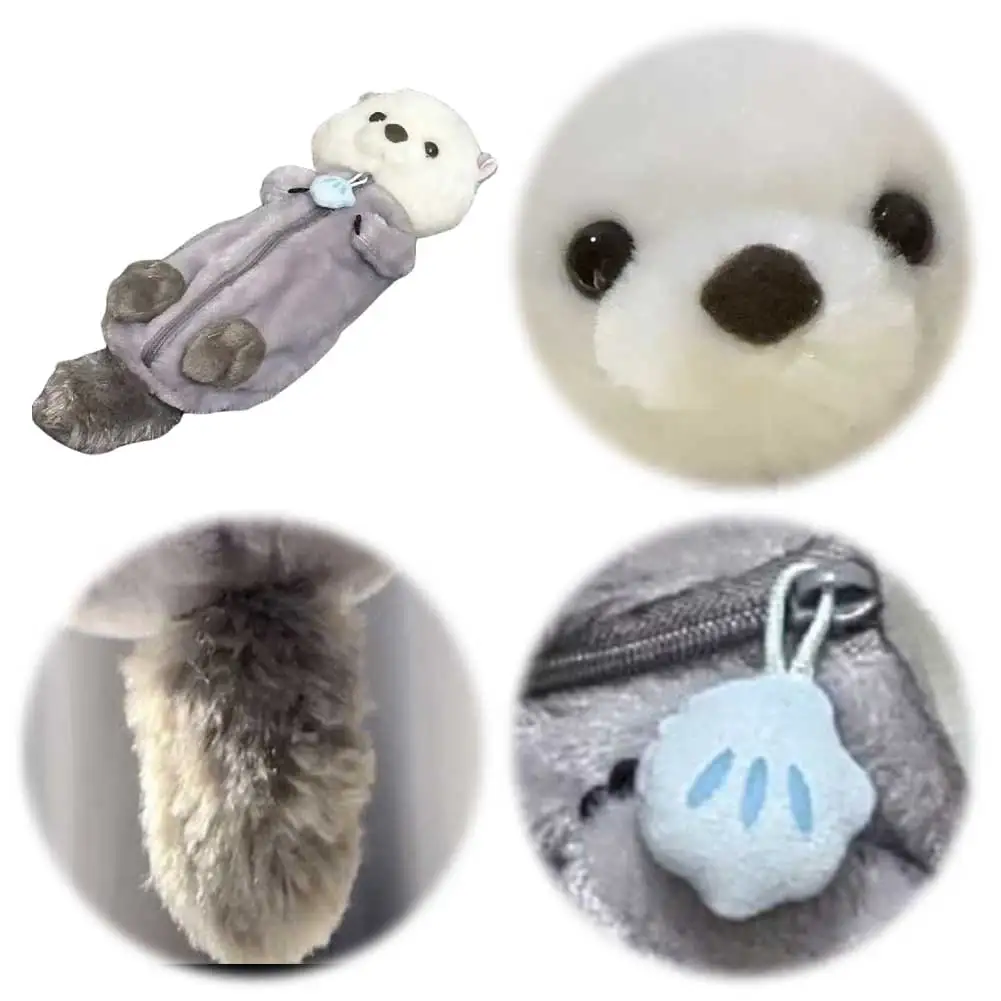 

Plush Animal Pencil Pouch Zipper Pencil Case Sea Otter Stationery Bag for Girls and Boys School Supplies