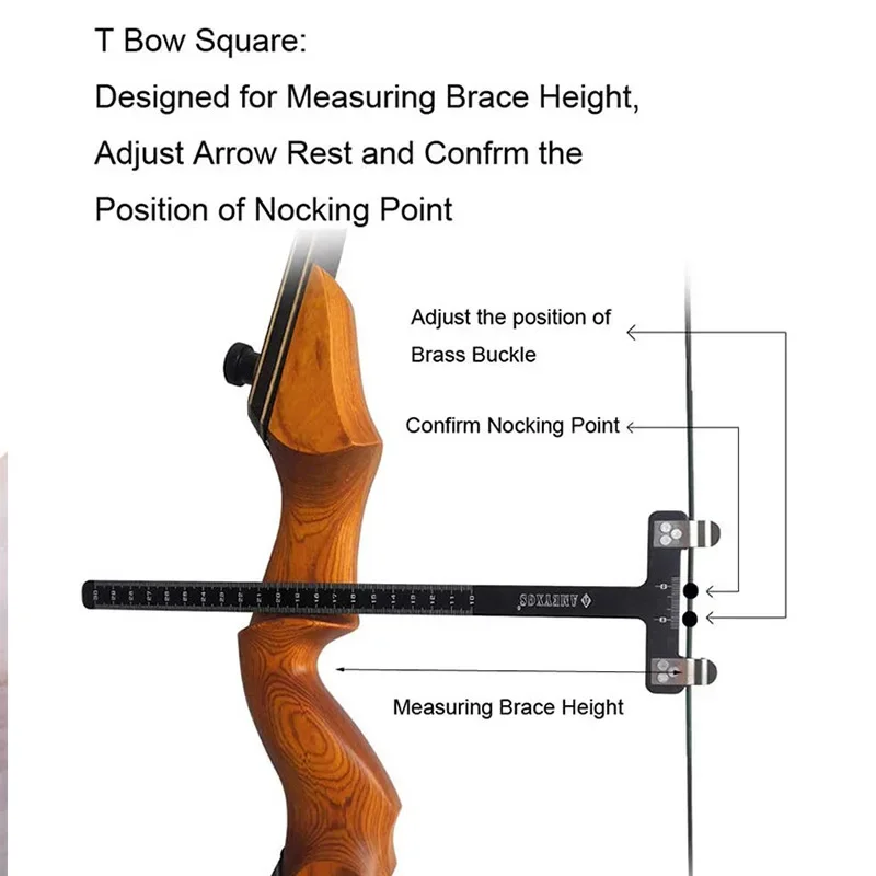 ยิงธนูหัวเข็มขัดทองแดงชุดคีมอลูมิเนียมไม้บรรทัด T Bow และ Arrow การล่าสัตว์ Bow String Shooting Point ตำแหน่งวัดเครื่องมือ