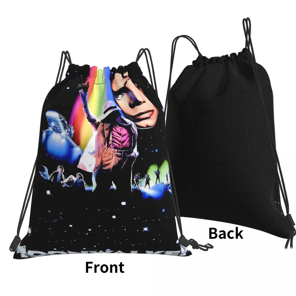 Mj Michael Jackson Backpacks Portable Drawstring Bundle Pocket Storage Bag Book Bags for Travel School
