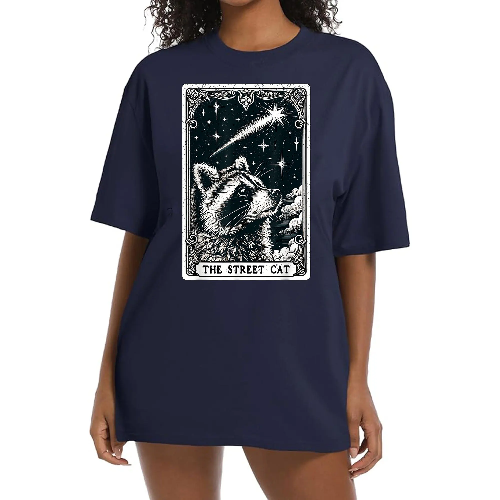 Симпатичная футболка с изображением панды, Таро, карты, енота, Trashcore, одежда для влюбленных, небесный уличный Кот, удобный цвет