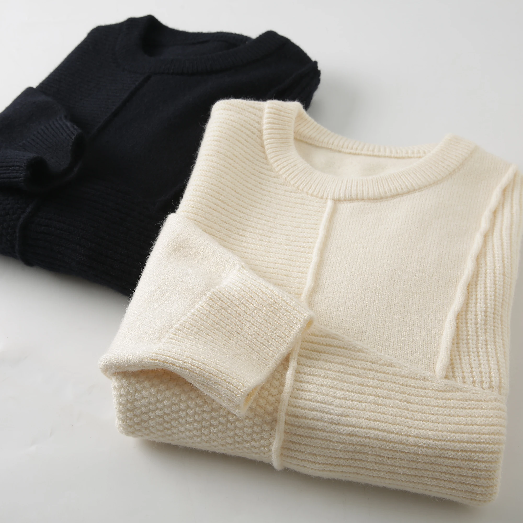 

Soft Comfortable Men's Knitted Sweater round Ne Pullover Winter Warm Texture Tassel Long Sve Base Layer Yarn irt