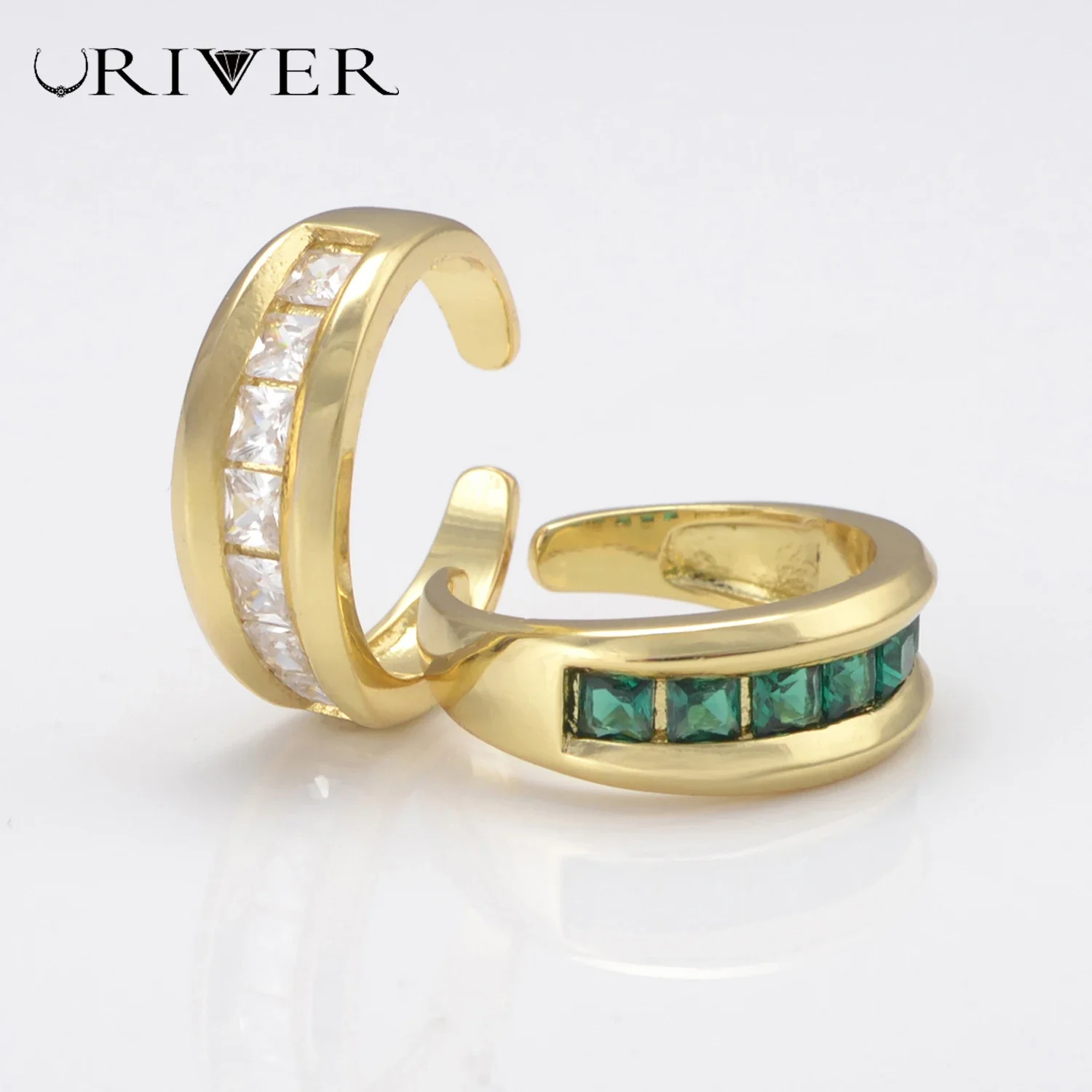 

LJRIVER Gold Color Brass Ring for Men Women Zircon Opening Ring Finger Fashion Knuckles Top Quality Jewelry Hand Decoration 3Pcs