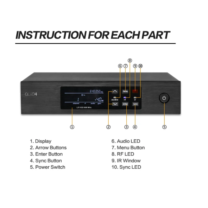 QLXD4 QLXD1 1 Channel UHF Cardioid Dynamic Vocal Mic Kit Handheld Karaoke Wireless Microphone System for Karaoke