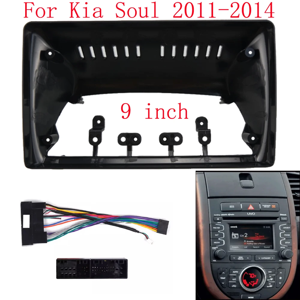

9 Inch Car Frame Fascia Adapter Android Radio Dash Fitting Panel Kit For Kia Soul 2011-2014 Power adapter