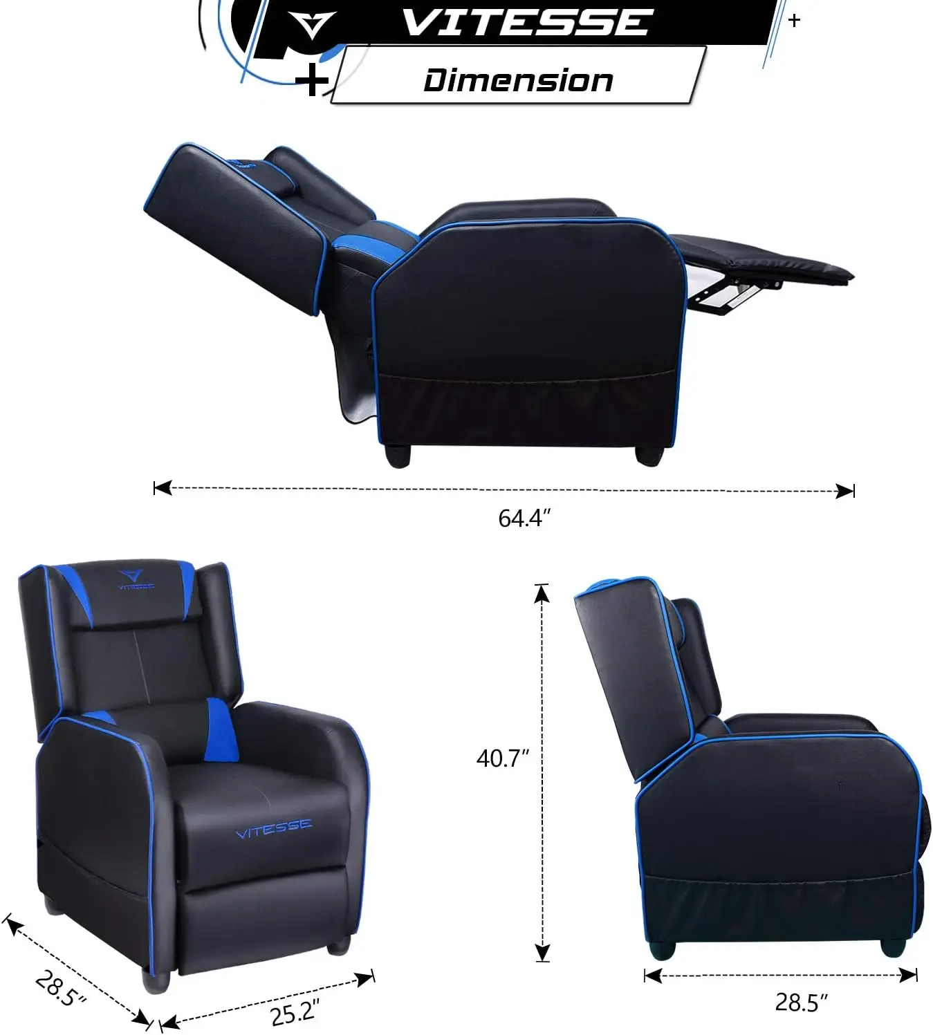 Gaming Recliner Chair Racing Style Single PU Leather Sofa Modern Living Room Recliners Ergonomic Comfortable Home Th