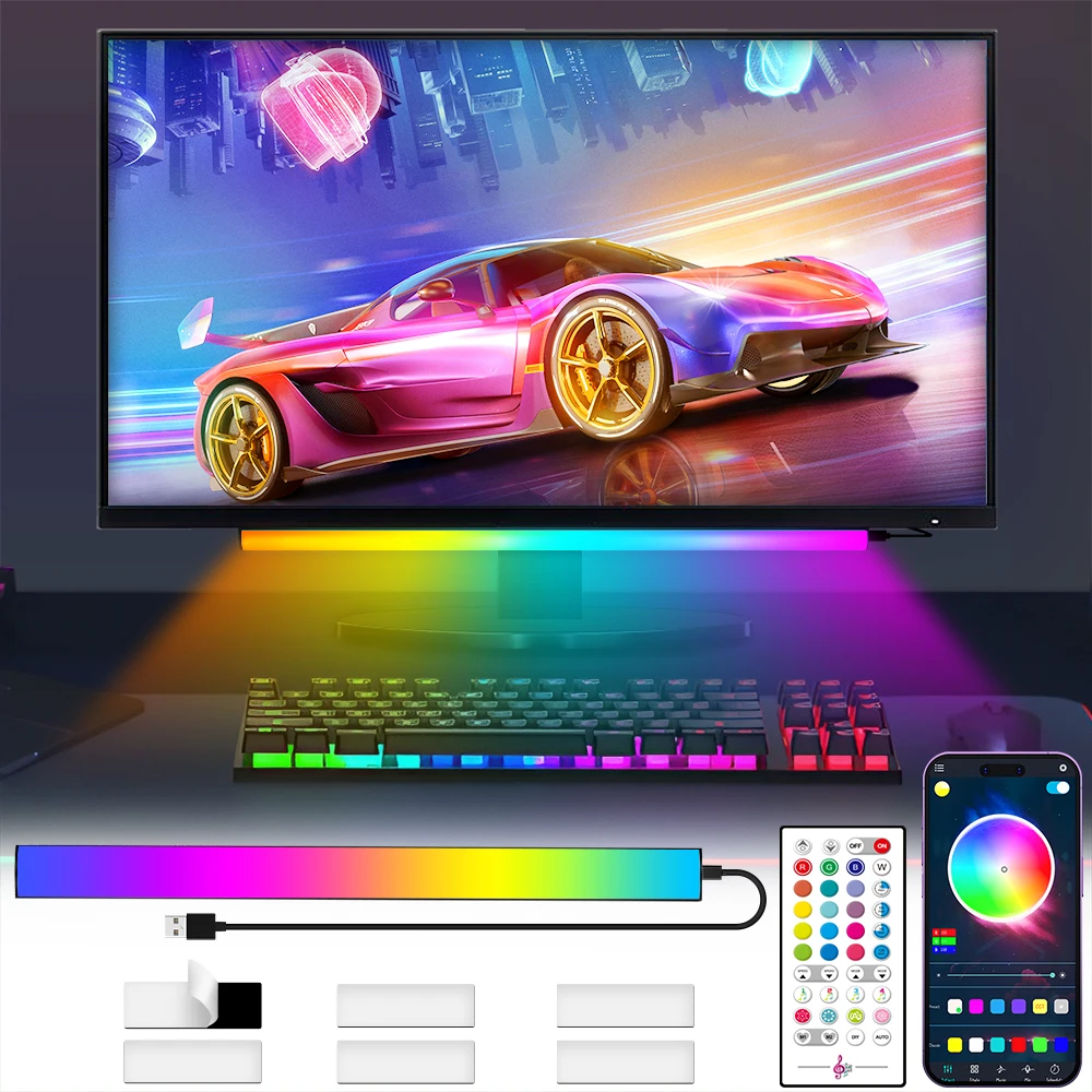 

LED Bar Decorate Night Lights Remote Bluetooth APP Control Music Rhythm Ambient Lamp with RGB Bar Light For Computer TV Scene