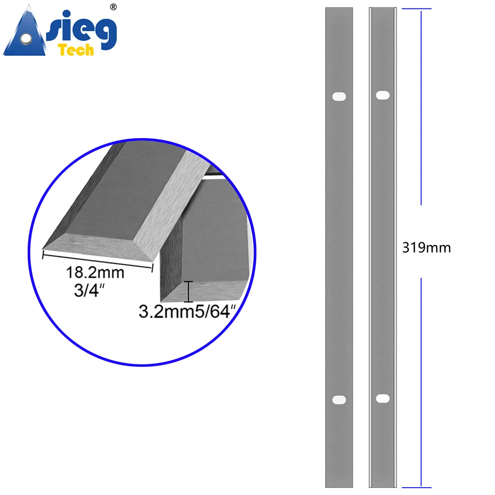 319×18.2×3.2mm HSS Planer Blade Jointer Knives HSS for Ryobi ETP1531AK AP1300 JET JWP-12 GMC TP2000 Erbauer - Set of 2 Pieces