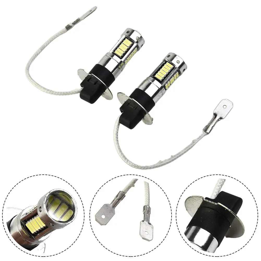 2Pcs 100W H3 LED Fog Light Bulbs 6000K 800LM Super White Daytime Running Lights 12V Led Bulb Fog Driving Lights