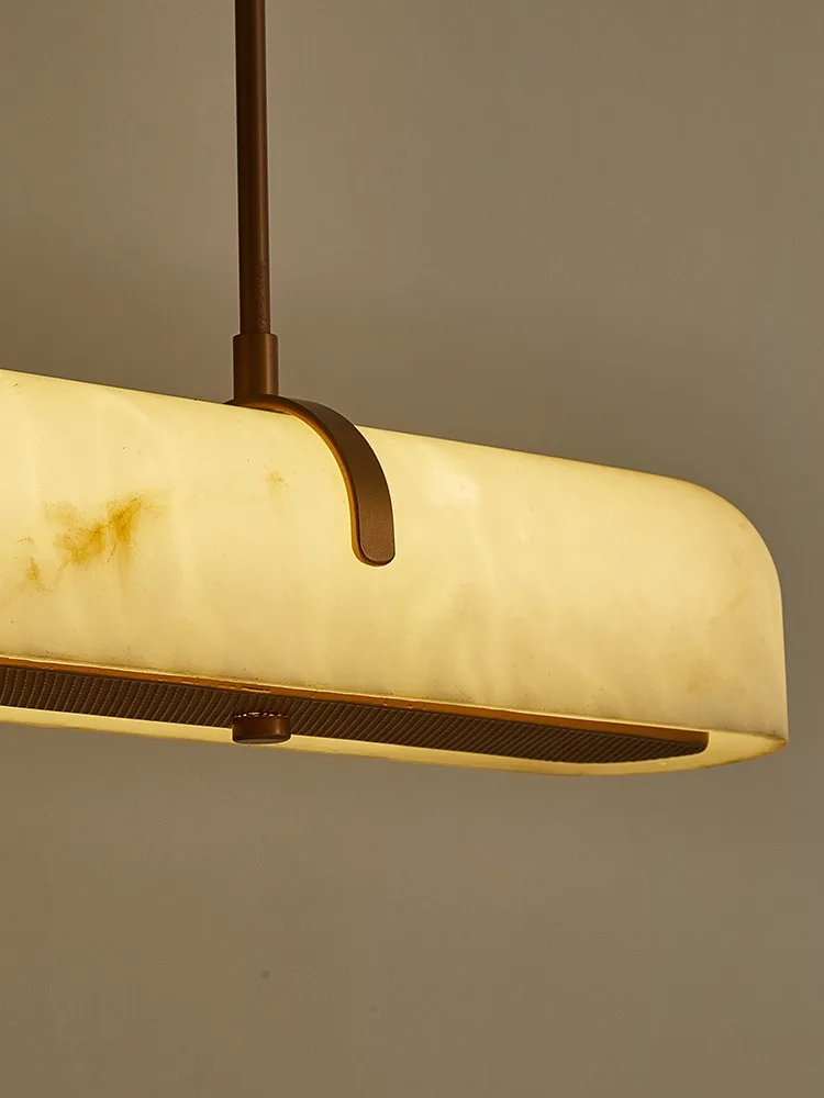

French style restaurant pendant light 2026 new imitation dolomite straight strip light bar tea room pendant light