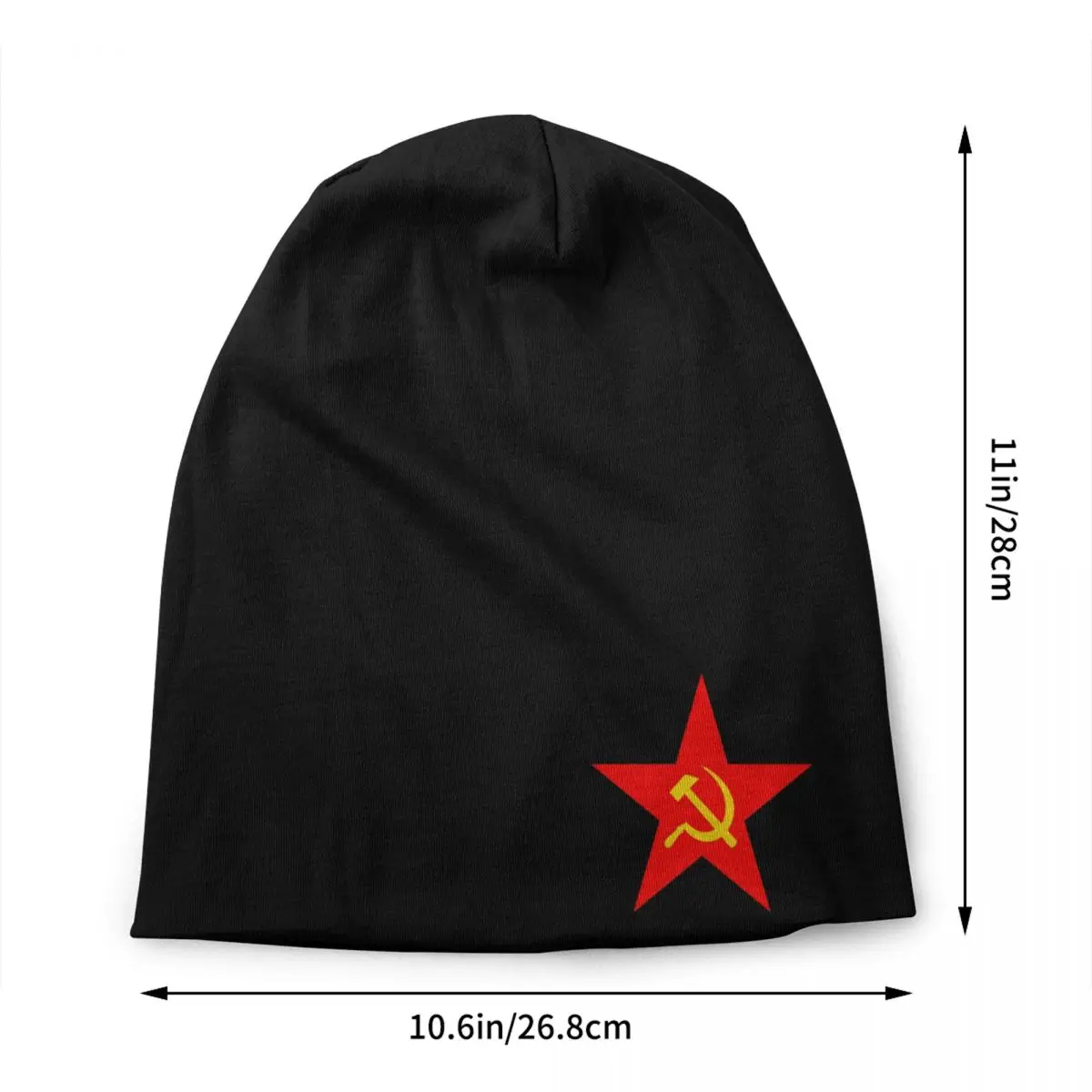 Custom Hammer Sickle Red Star Communist Star Skullies Beanies Caps Knitting Hats Unisex Adult USSR CCCP Communism Bonnet Hats