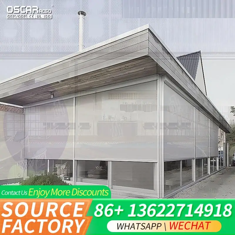 Electric Translucent Roller Window Shades for Pergola Outdoor Garden Patio Rolling Blind