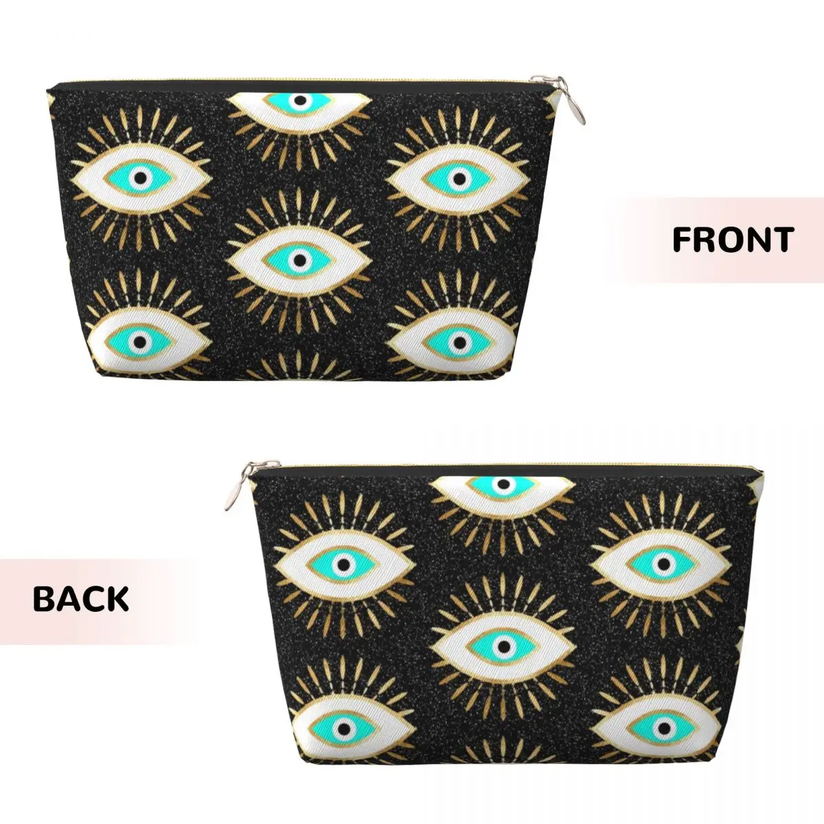 Custom Mediterranean Evil Eye Protection Makeup Bag Travel Cosmetic Organizer Kawaii Turkish Tribes Amulet Storage Toiletry Bags