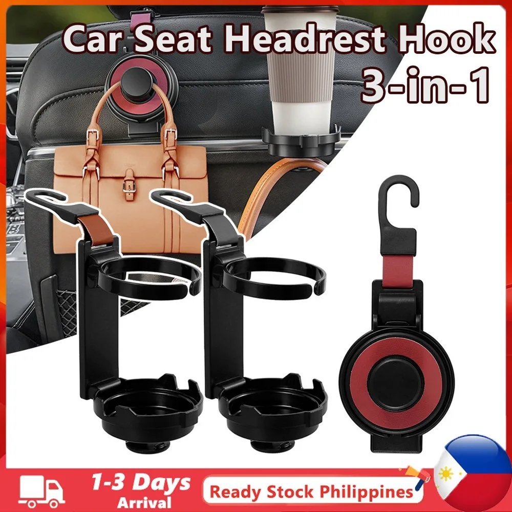 

Car Hook For Seatbacks Multi-Functional Hook For Headrests And Seatbacks, In-Car Cup Holder