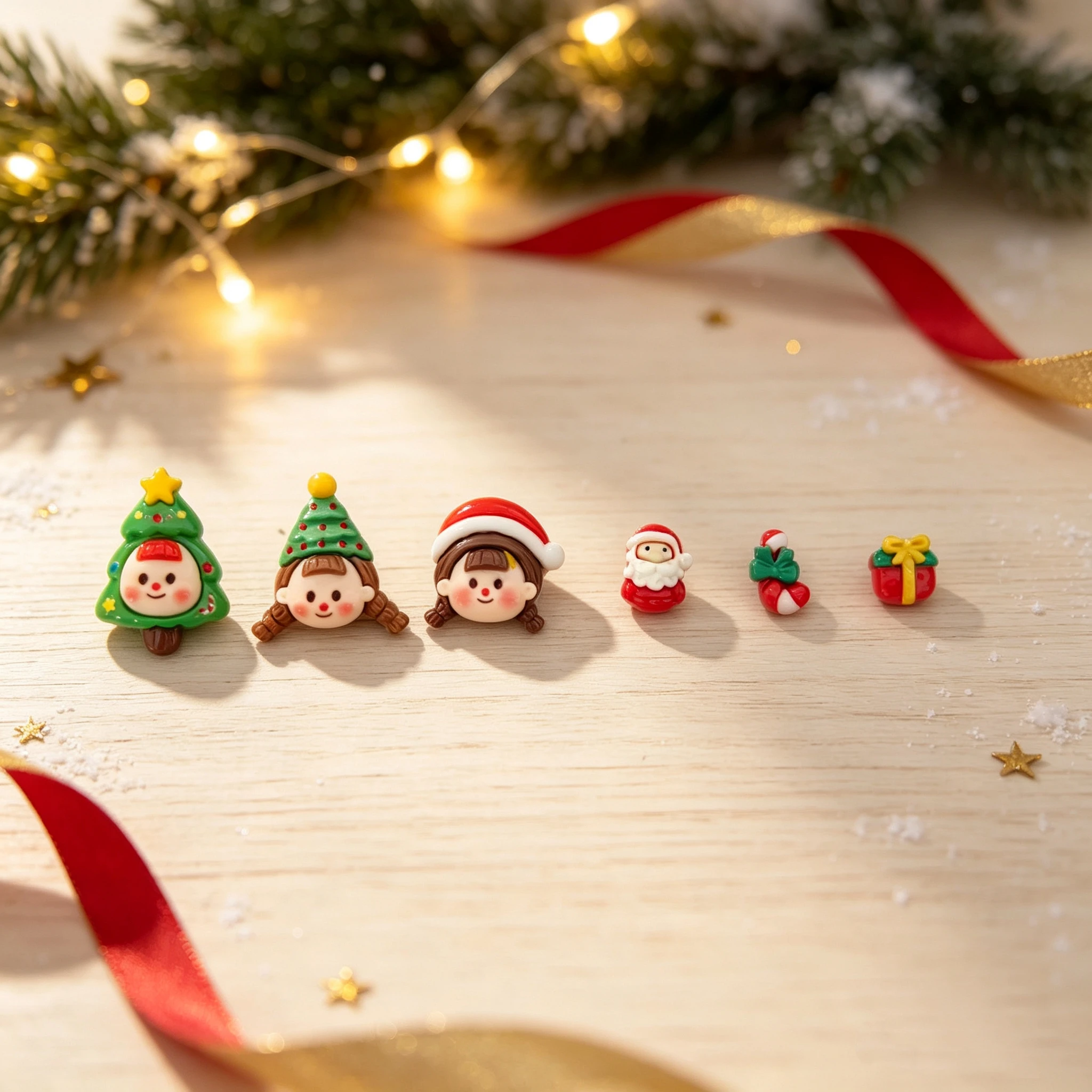 Cartoon Christmas cute costume girl DIY cream glue made phone case hairpin shoe buckle pendant resin jewelry