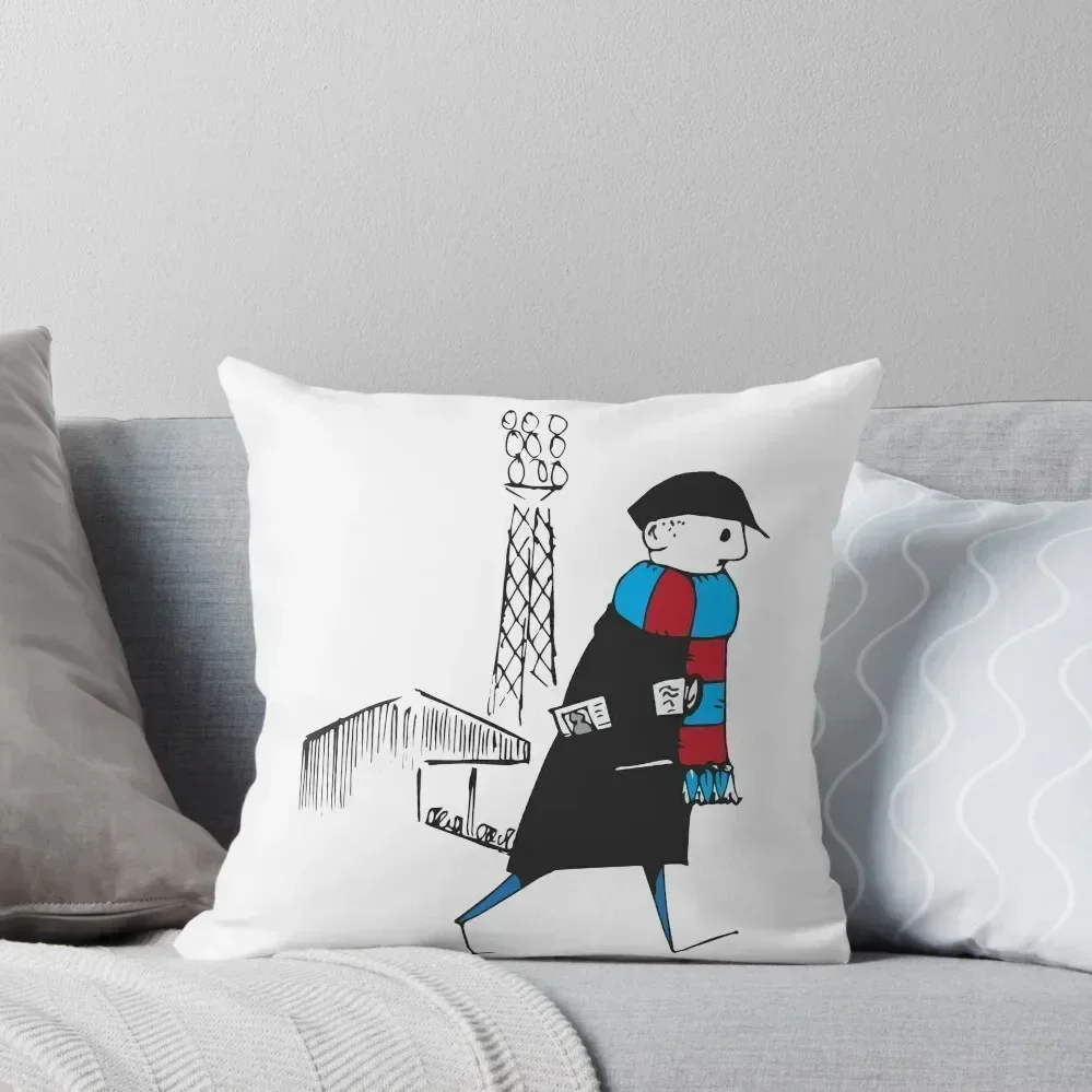 Flat cap Fan, Football Fan, Claret and Blue Scarf, Football Supporter, Illustrated Tribute Throw Pillow bed pillows pillow