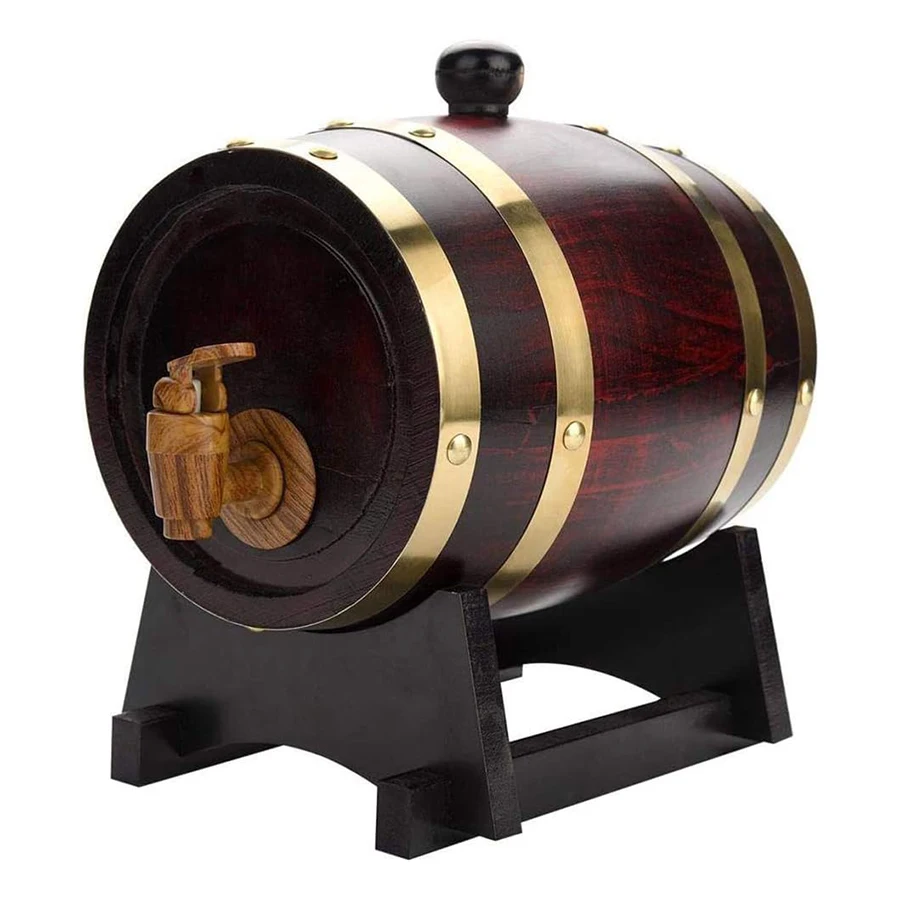 

Oak Barrel Whiskey Bbarrel Dispenser 1.5 Liters Vintage Wooden Barrel Oak Timber Wine Barrel for Home Bars for Drink Lovers