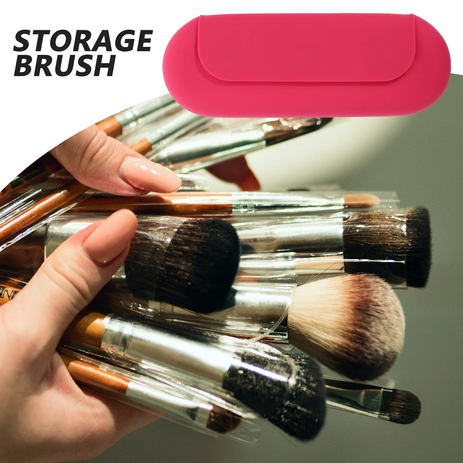 

Makeup Brush Bag Silicone Travel Holder with Magnetic Snap Compact Beauty Tool Organizer for Face Brushes Portable Pouch