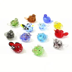Colorful Cute Glass Bird Mini Figurine Ornament Silver Foil Fluorescent Easter Animal Tiny Statue Home Table Fairy Garden Decor