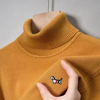 Designer Quality Men's Long Sleeve High Necked Sweater Autumn New Dog Print Soft Warm Knitted Casual Versatile Commute Men'swear 6