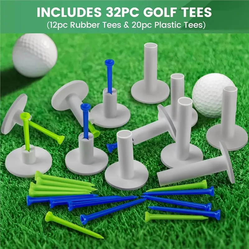 L71A Flexible Golf Tees By For Mats- 6 Sizes Included Perfect For Driving Ranges& Indoor Simulators