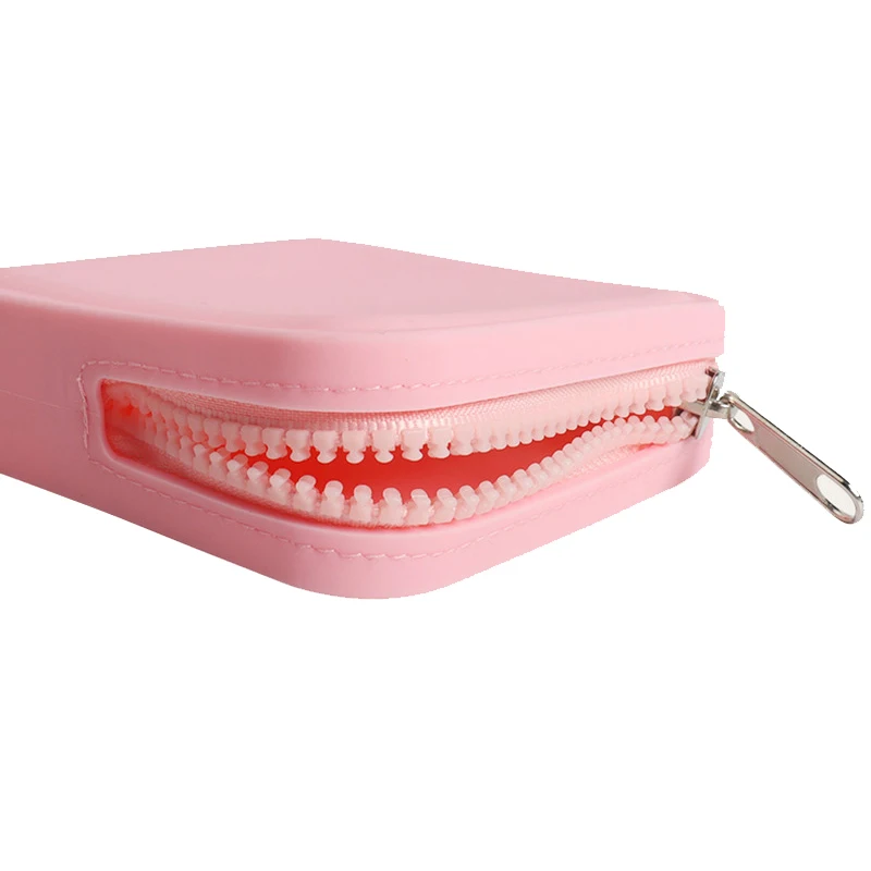 5pcs Coin Purses Women Silicone Plain Square Short Wallet With Wrist