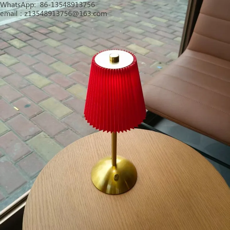 Pastoral Fabric Metal Table Lamp Portable Bar Dining Ambient Light