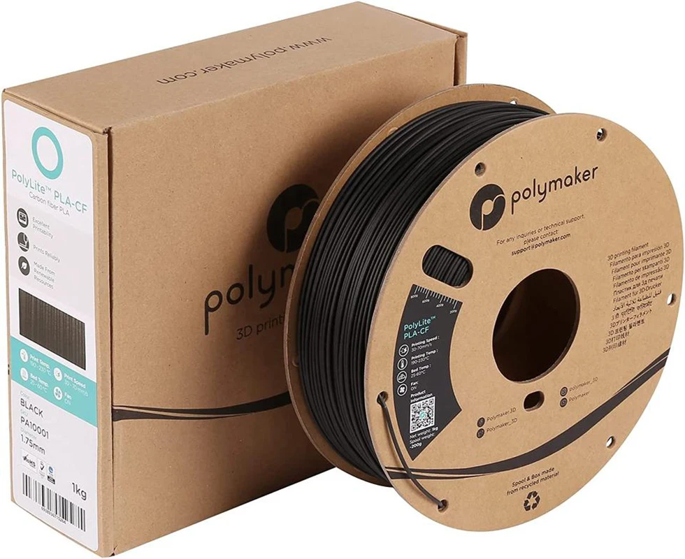 Polymaker-filamento de PLA-CF para impresora 3D, fibra de carbono reforzada, 1,75mm, 1kg