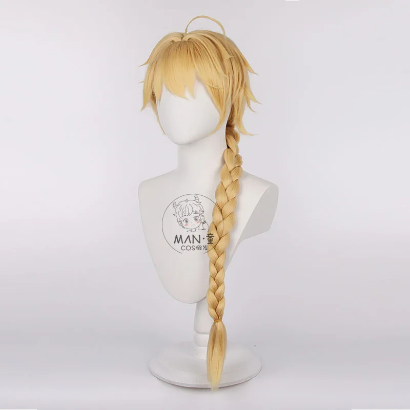 Genshin Impact Aether Cosplay perruque dorée tressée Style cadeau d'Halloween