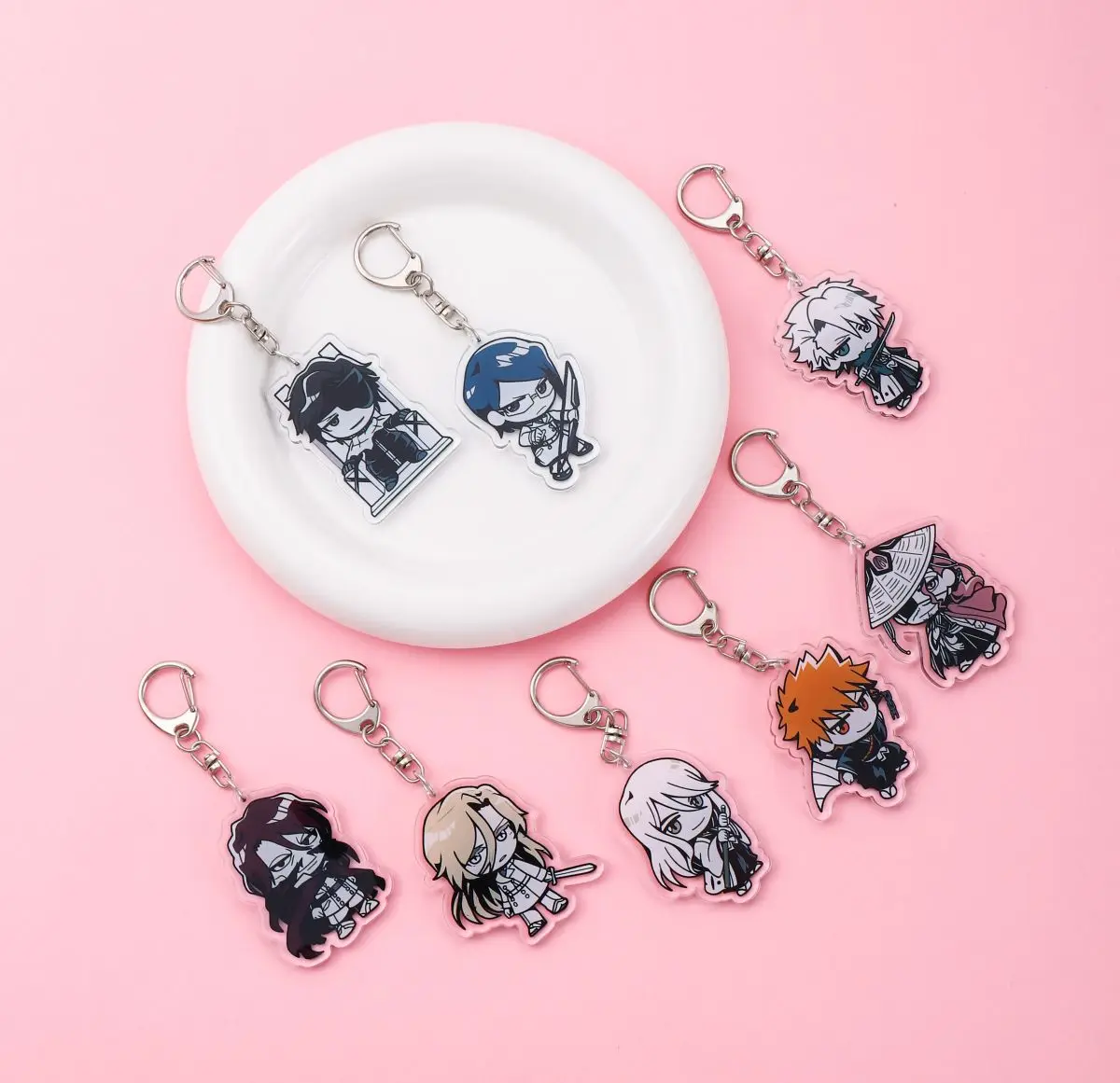 1/19Pcs Anime Characters Bleach Acrylic Car Keychain Cute Backpack Pendant Funny Bag Charms Accessories Decoration Holiday Gifts
