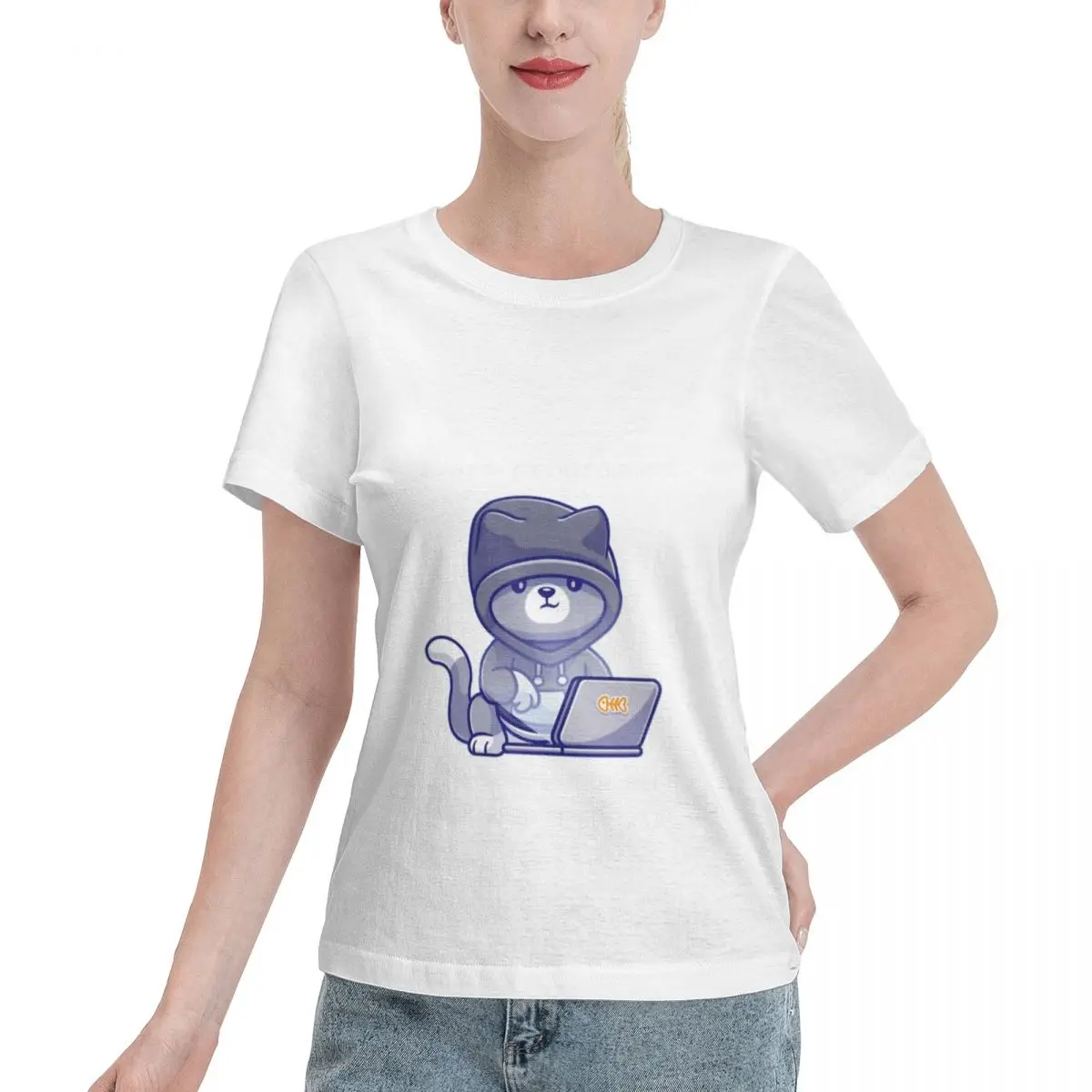 Hot Sale I Are Programmer Cute Cat I Make Computer Beep Boop Boop Beep Boop Women's T-shirt Daily Casual College Girls Top