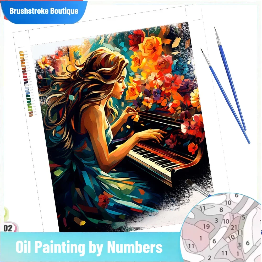 

Brushstroke BoutiquePictures Paint By Numbers Woman Portrait Modern Coloring On Canvas Girl Portrait Piano Gift Wall Art Decorat