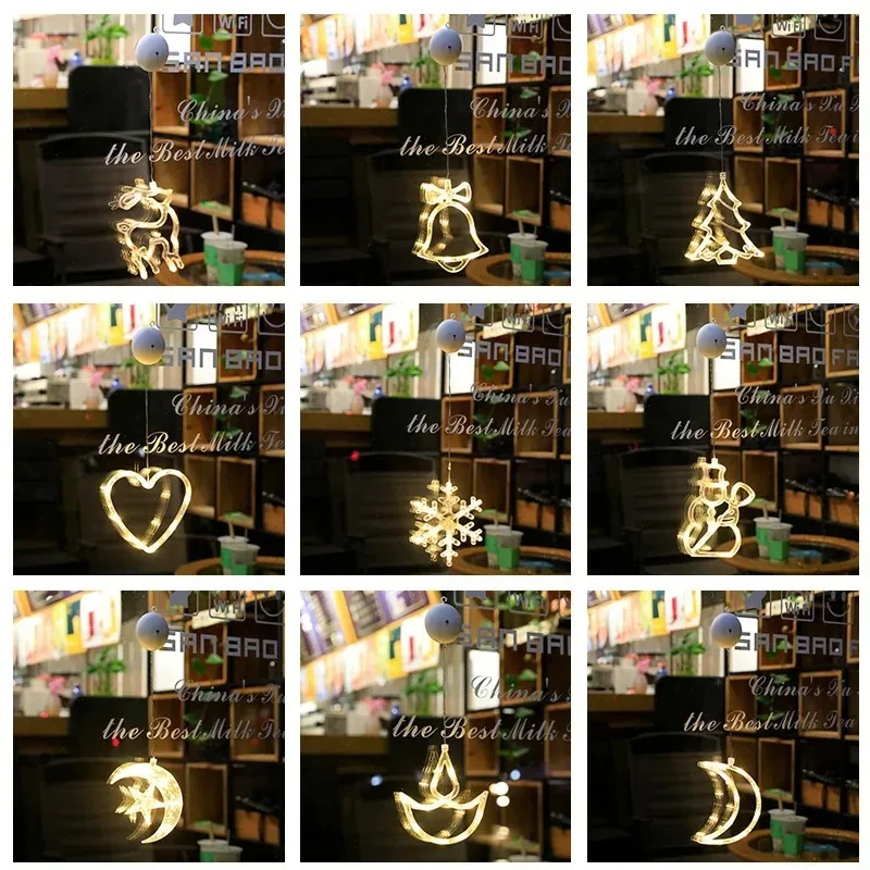 Christmas Santa Claus Suction Cup LED Lights Window Display Decor Lamp for Living Room Glass Xmas Holiday Lighting