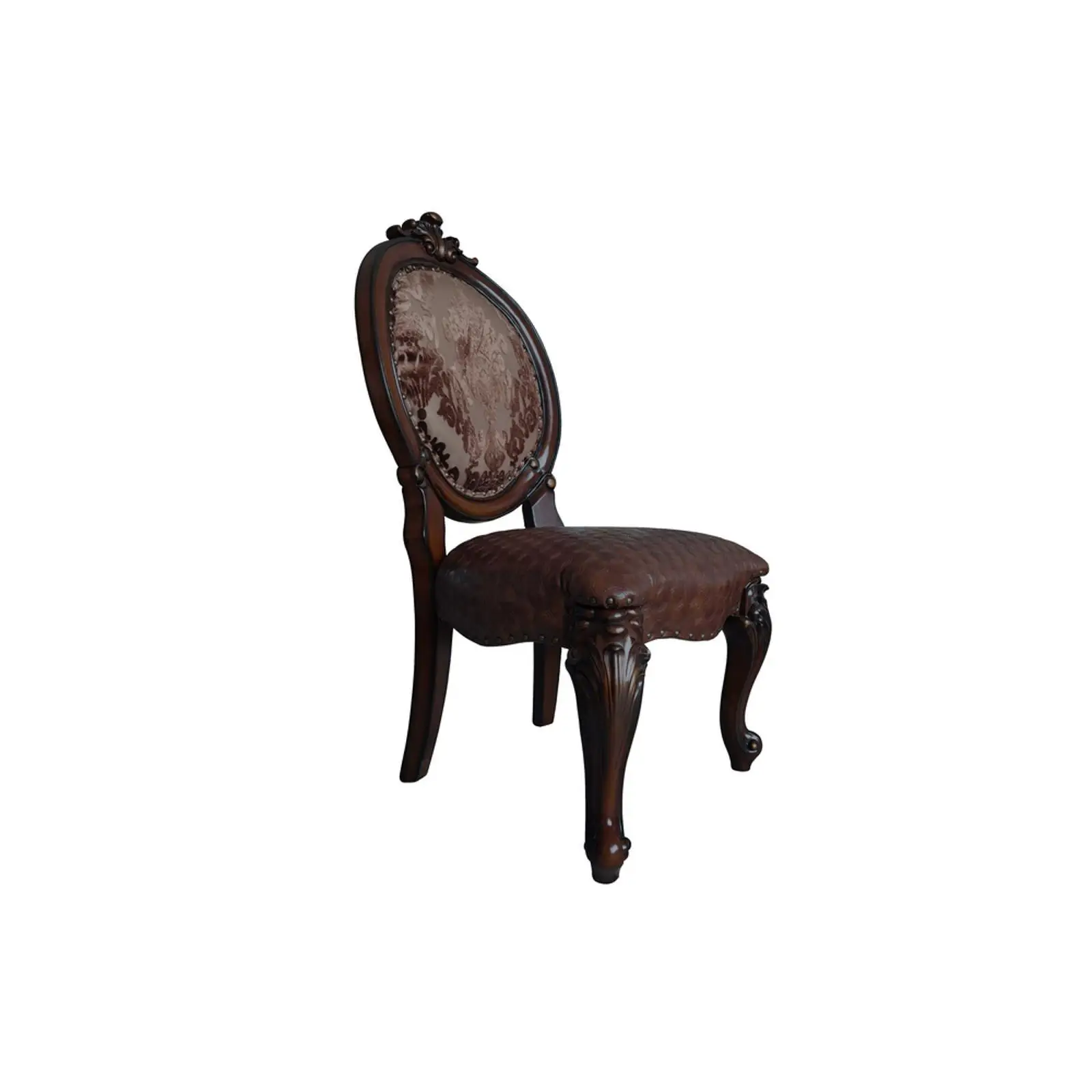 

Set of 2 Cherry Side Chairs with Padded Back Nailhead Trim Wood Dining Room Seats for Family Gatherings