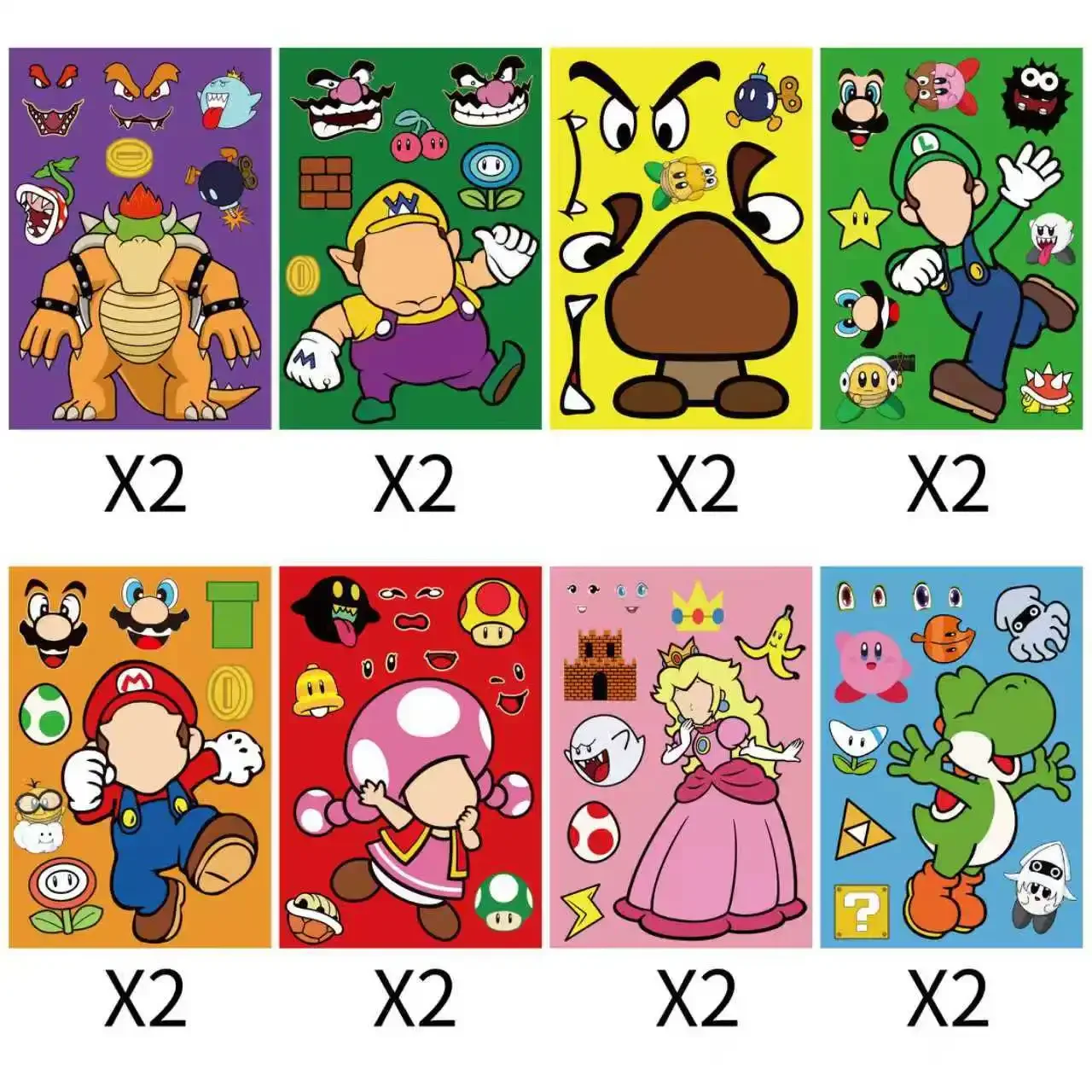 16 Blatt Mario-Spiel-Aufkleber Cartoon-Anime-Puzzle-Sticker Kindergeburtstag DIY Schreibwaren-Aufkleber Geschenke